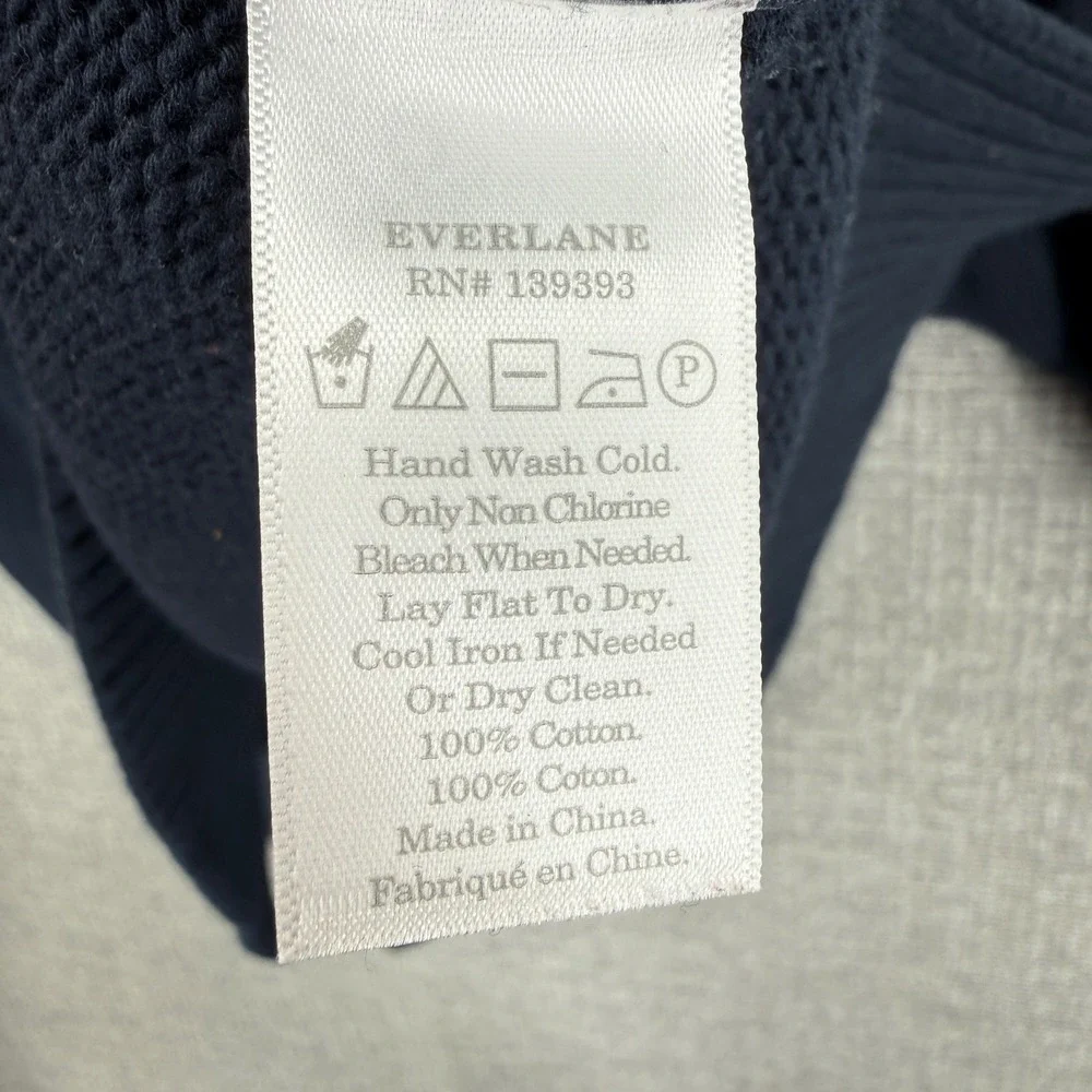 EVERLANE Navy Blue Mock Neck Cotton Sweater Men's Size S‎